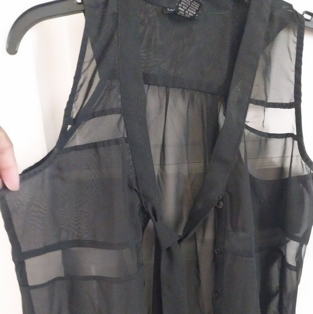 Sheer black long vest